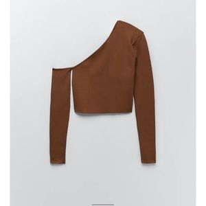 Fitted Top with Asymmetrical Neckline Long Sleeves